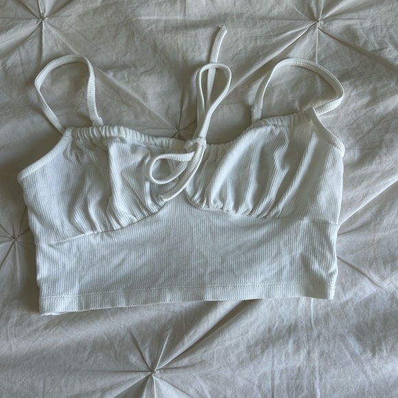 Shein White Ribbed Crop Top - Picture 1 of 3